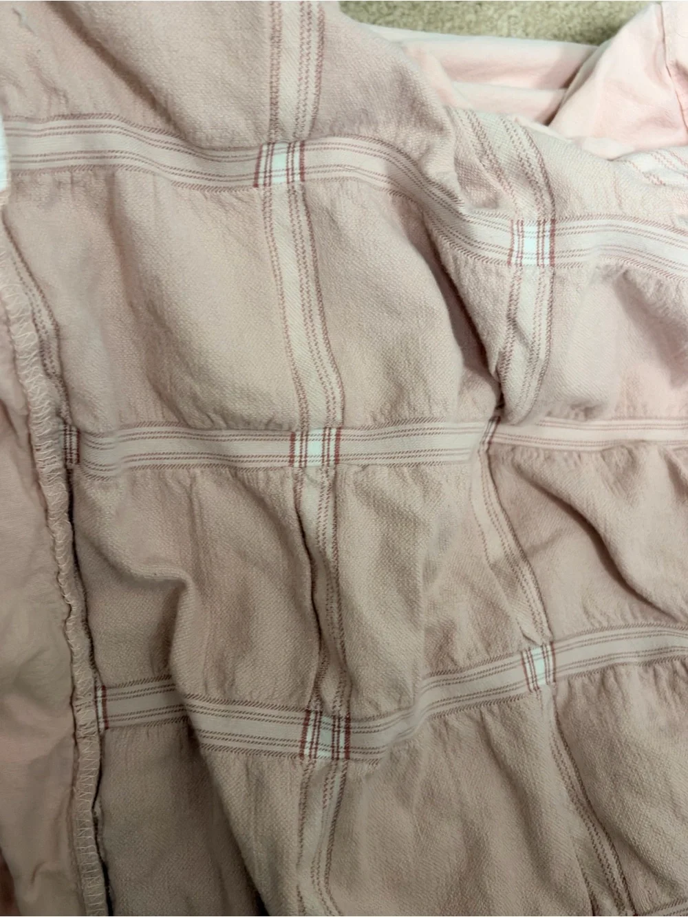 Pottery Barn Teen Pale Pink Windowpane Cotton Duvet